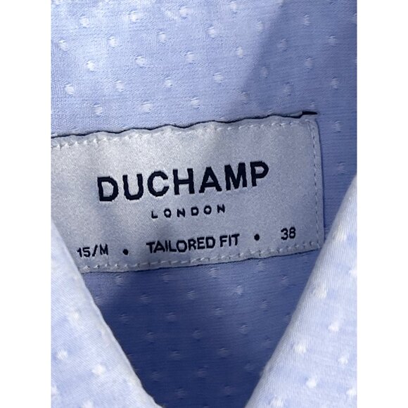Duchamp Top Mens Medium Long Sleeve Button Down Shirt Blue Tailored Casual Work - Picture 7 of 12